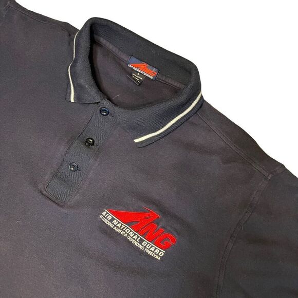 Air National Guard Polo Shirt Size Large Navy Short Sleeve Embroidered Logo - Picture 3 of 7